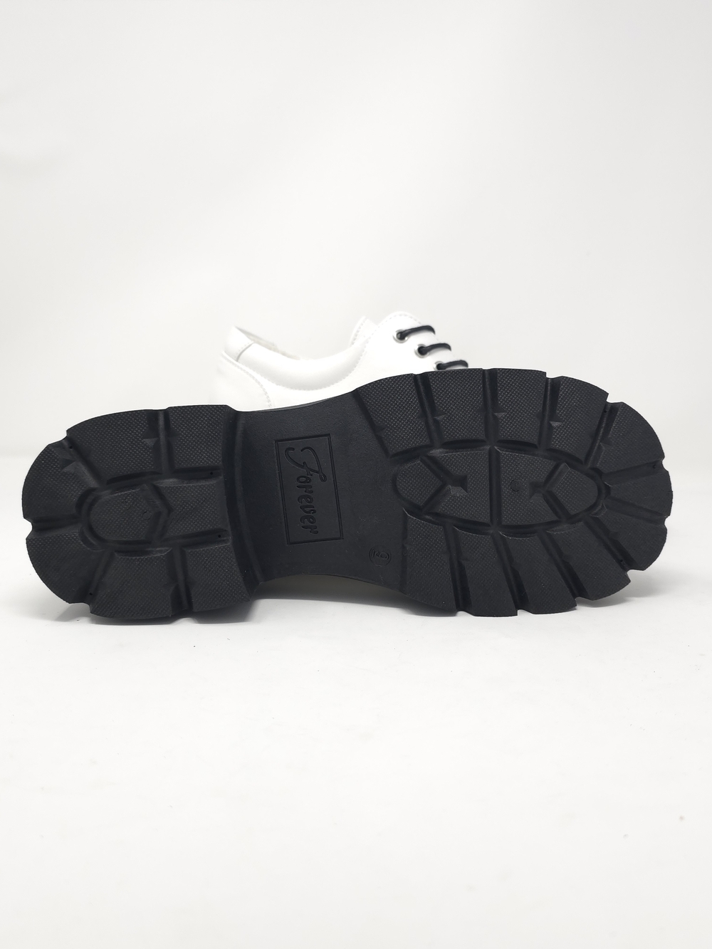 White Patent Brogue Lace up Faux Leather Loafers Chunky Black Lug Sole Oxfords - Picture 5 of 9